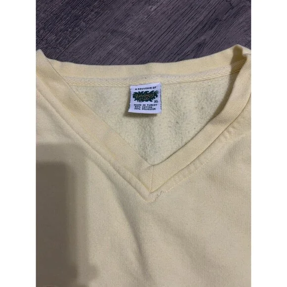 Vintage Y2K Rainforest Cafe Las Vegas Sweatshirt Size XL Butter Yellow V Neck - Picture 3 of 4